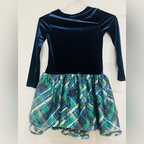 Bonnie Jean Girls Size 10 BLUE GREEN GOLD BOW" Christmas Hipster Dress - Picture 6 of 9